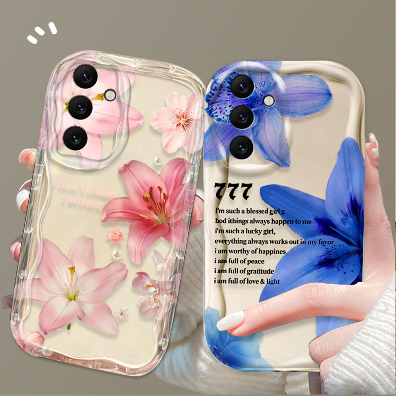 Phone Cases A14 Samsung - Casing Ponsel Pola Bunga Lily Pink