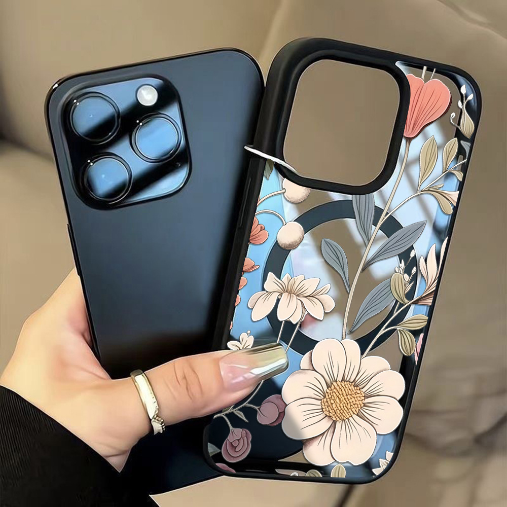 Phone Cases Transparent - Casing HP Anti-jatuh Motif Bunga Bingkai