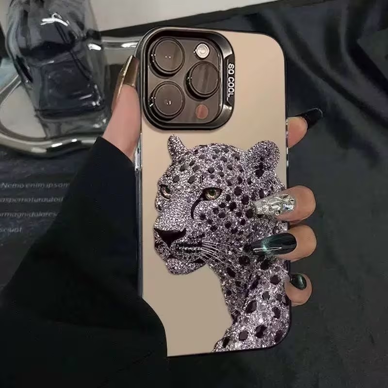 Phone Cases Leopard Print - Casing Ponsel Holografik Perak IMD Untuk