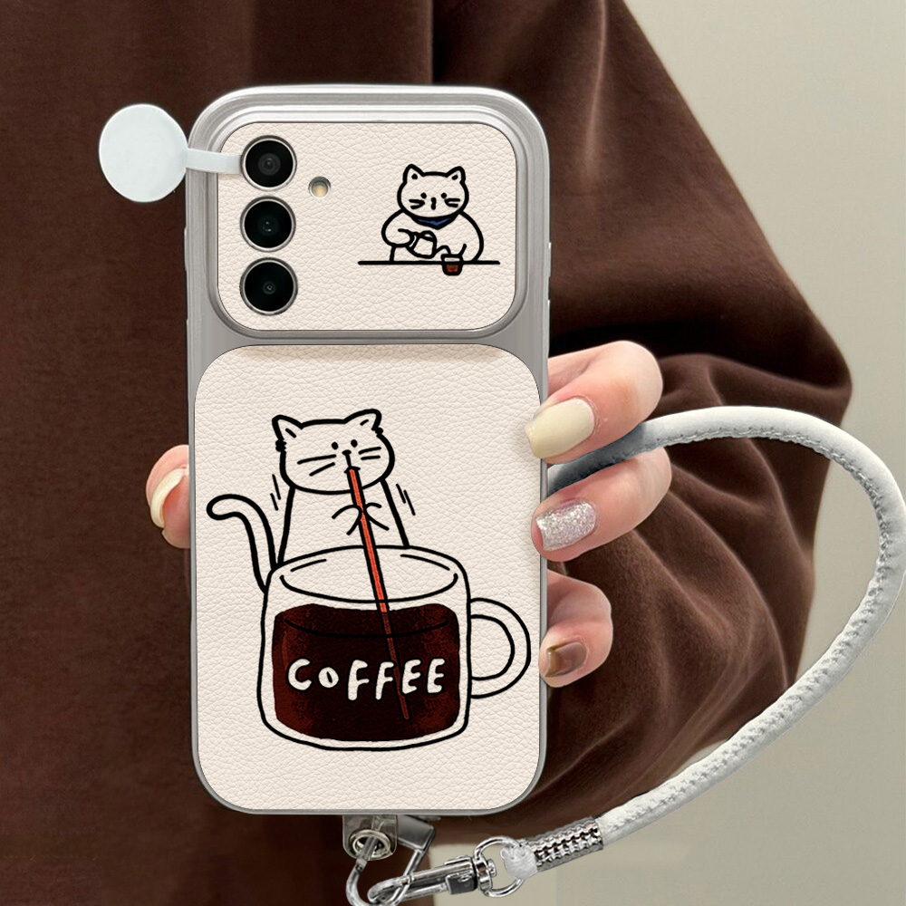 Phone Cases A14 Samsung - Casing Ponsel Kucing Lucu Motif Kopi