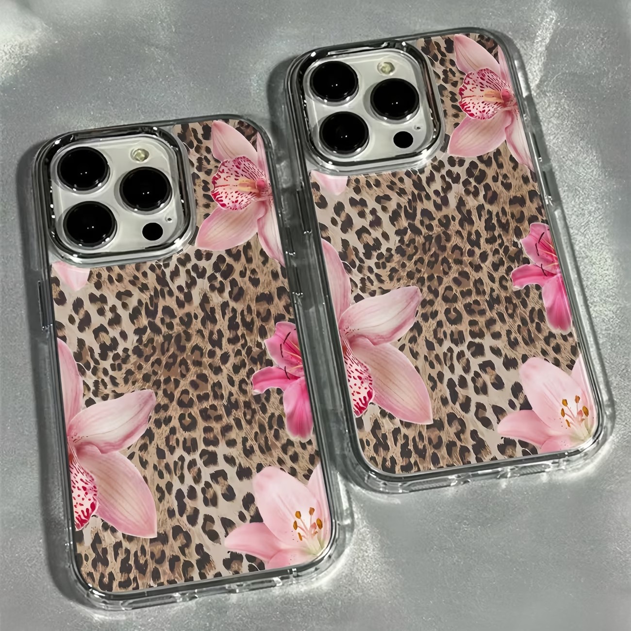 Phone Cases Leopard Print - Casing HP Transparan Motif Bunga Lily