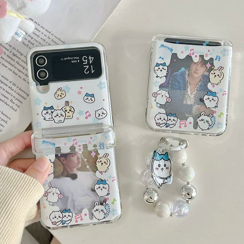 Phone Cases Z Flip 5 - Dompet Kartu Anime Jepang Chiikawa Lucu,