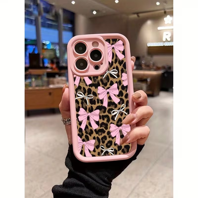 Phone Cases Leopard Print - Casing Ponsel Motif Leopard dengan Pita