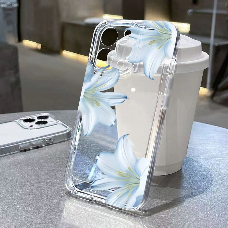 Phone Cases Transparent - Casing Ponsel Bunga Lily Putih Eksklusif