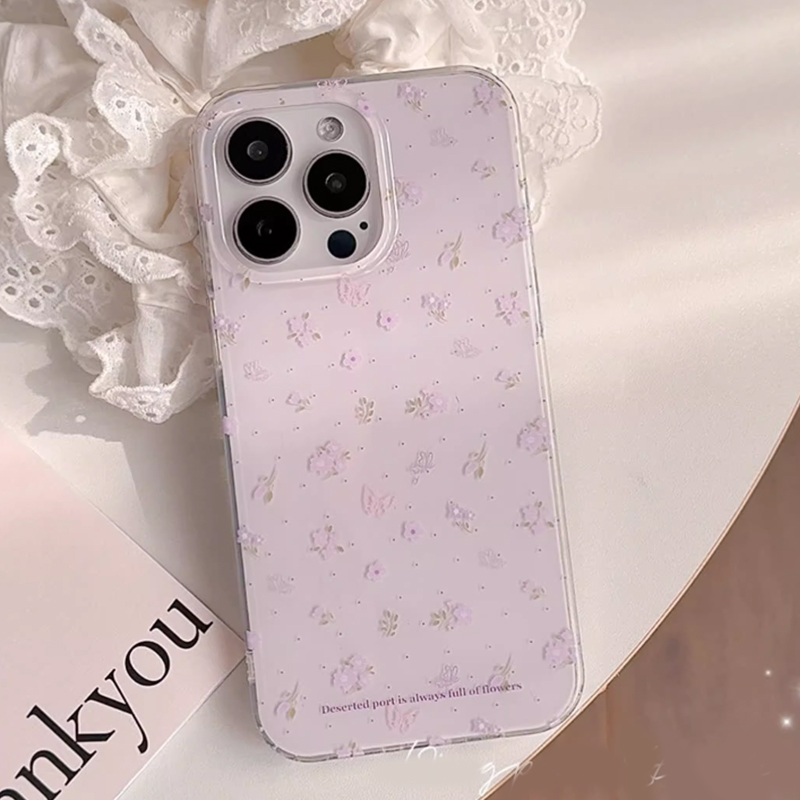 Phone Cases Purple - Casing HP Korea Motif Bunga Ungu
