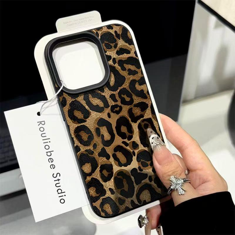 Phone Cases Leopard Print - Casing Ponsel Motif Leopard Cokelat INS
