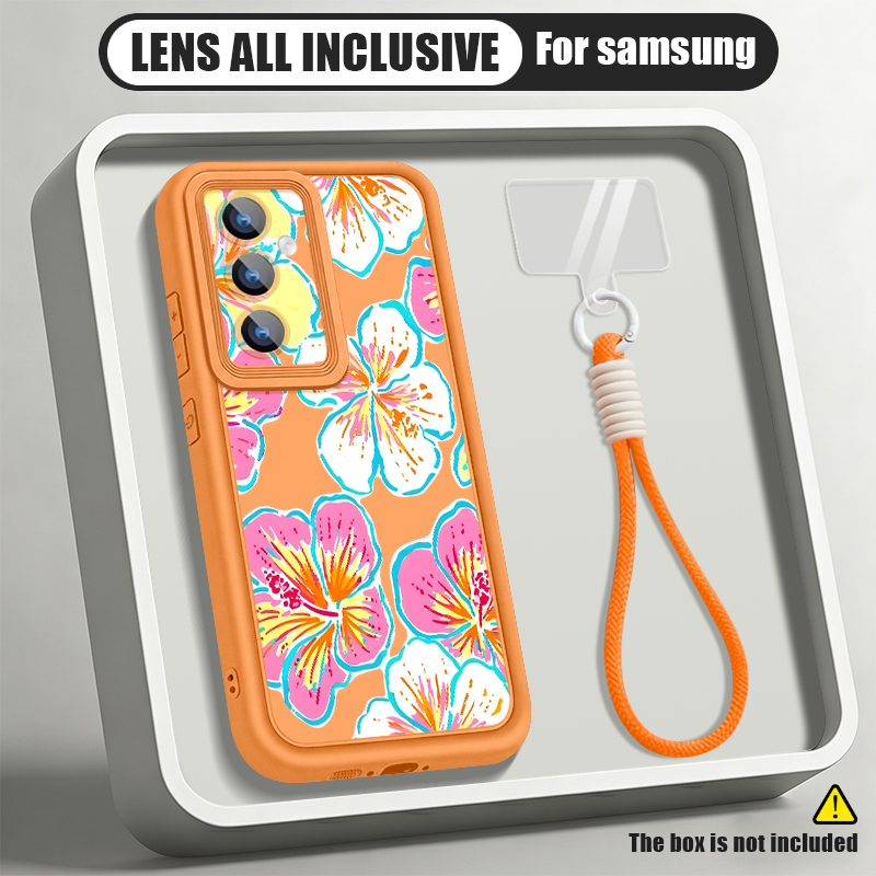 Phone Cases Galaxy A16 5G - Casing Ponsel Motif Bunga dengan Tali