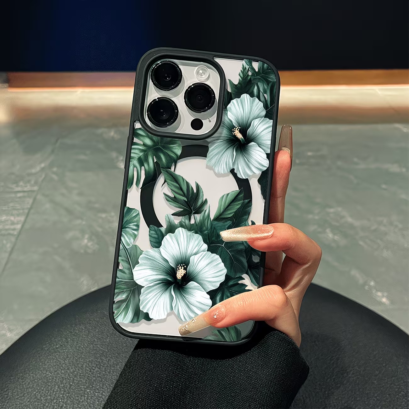 Phone Cases Transparent - Casing Ponsel Motif Bunga Hijau Untuk