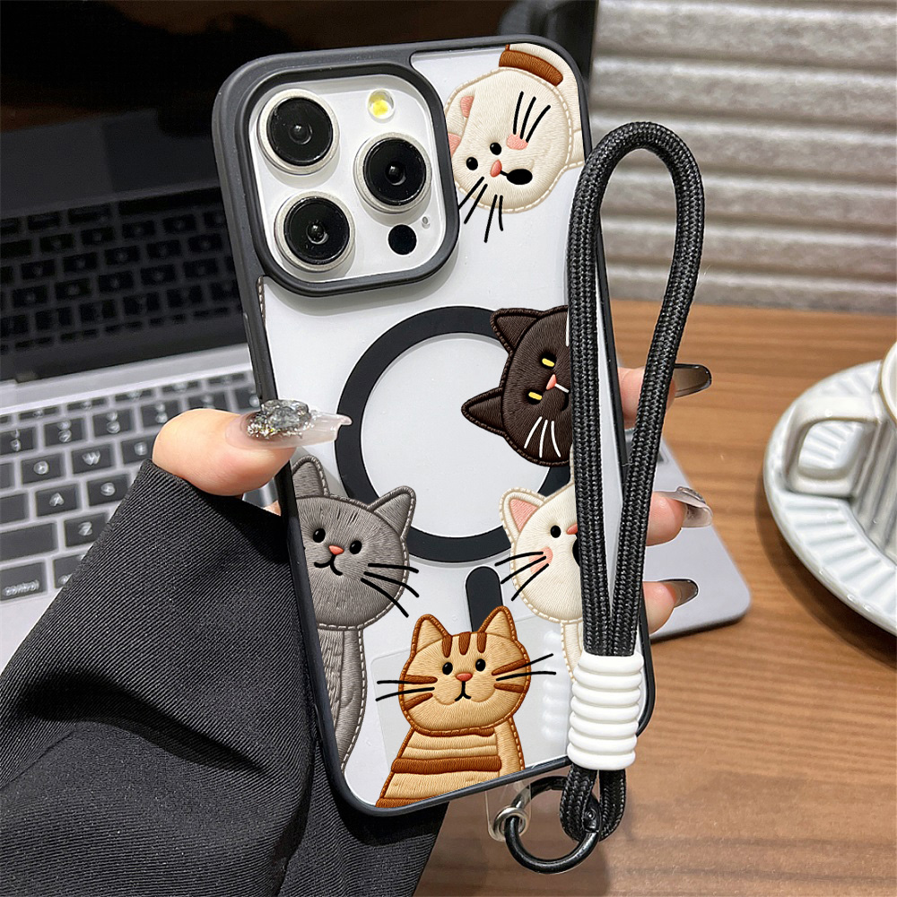 Phone Cases Cute - Casing HP Kucing Bordir Imitasi Lucu