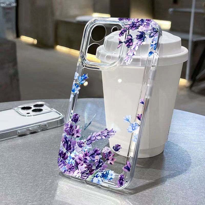 Phone Cases Purple - Casing Ponsel TPU Lembut Motif Bunga