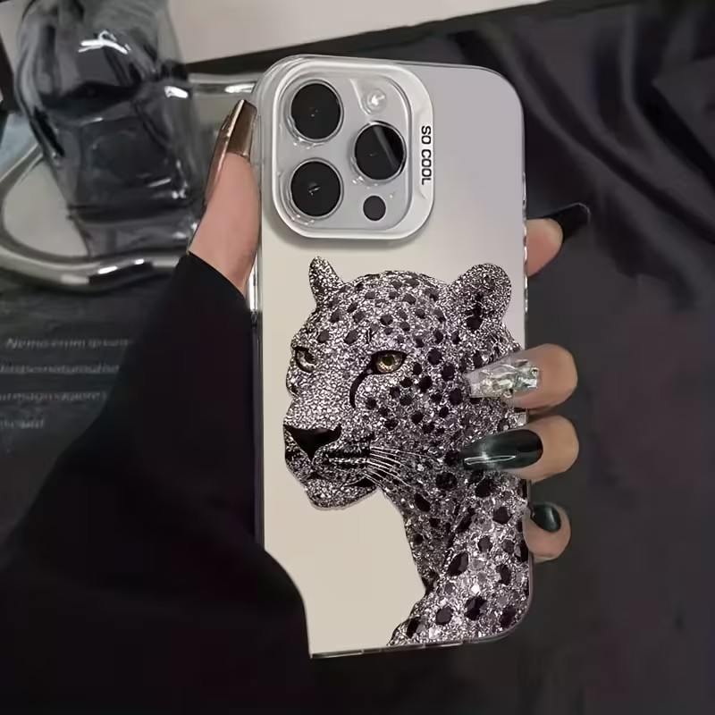 Casing Ponsel Holografik Perak - Phone Cases Leopard Print ulasan dan harga