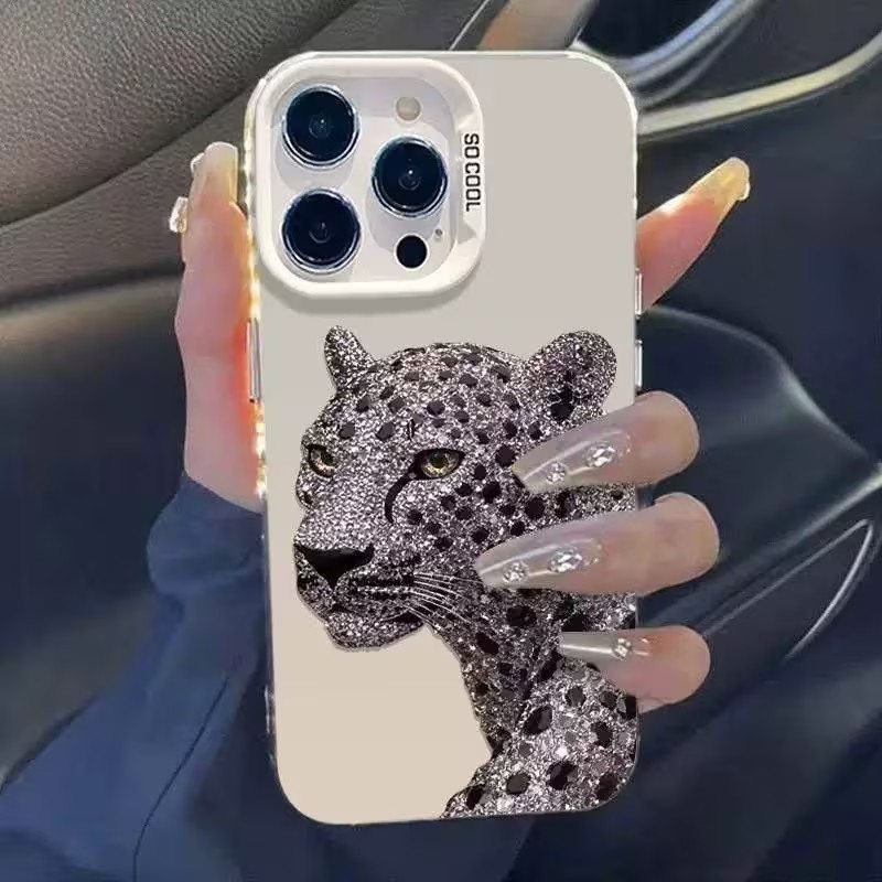 Casing Ponsel Holografik Perak - Phone Cases Leopard Print ulasan dan harga