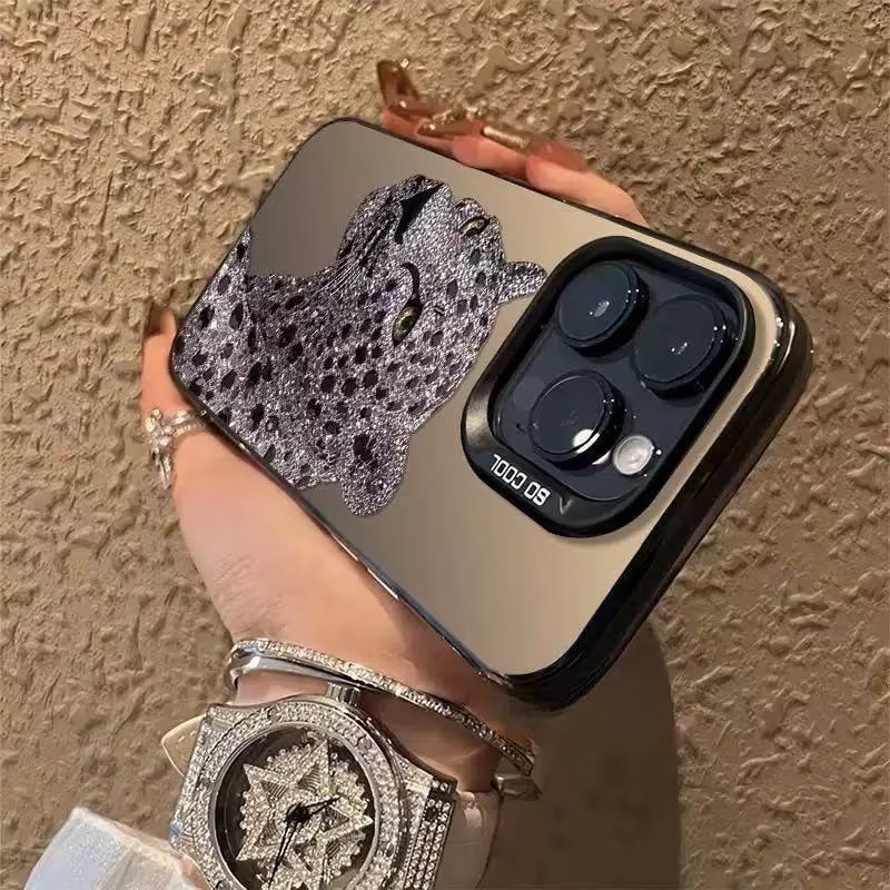 Casing Ponsel Holografik Perak - Phone Cases Leopard Print ulasan dan harga